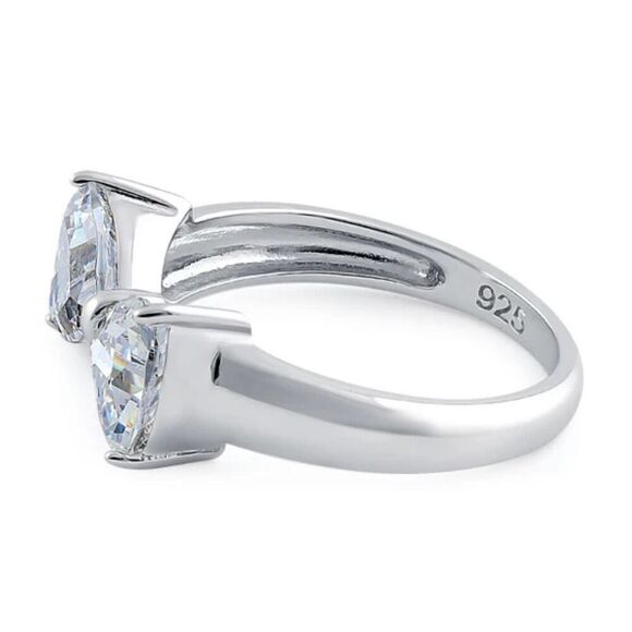 Sterling Silver Bow Trillion Cut Diamond Simulate  Ring New - Picture 4 of 9